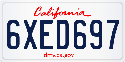 CA license plate 6XED697