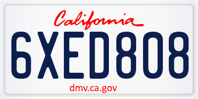 CA license plate 6XED808