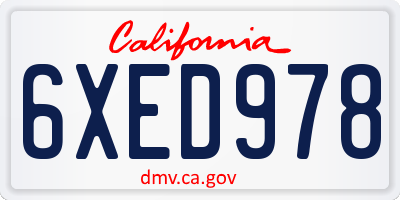CA license plate 6XED978