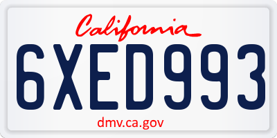 CA license plate 6XED993