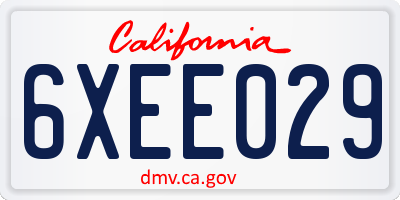 CA license plate 6XEE029