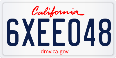 CA license plate 6XEE048