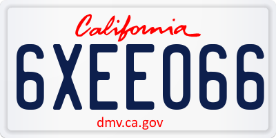 CA license plate 6XEE066