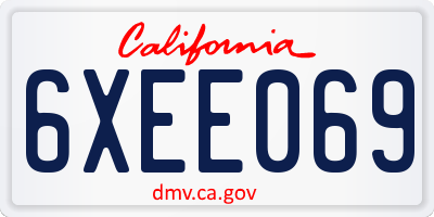 CA license plate 6XEE069