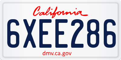 CA license plate 6XEE286