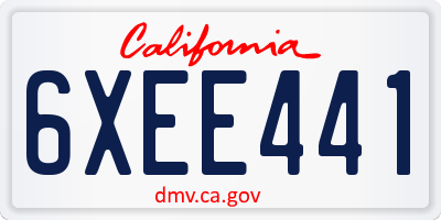 CA license plate 6XEE441