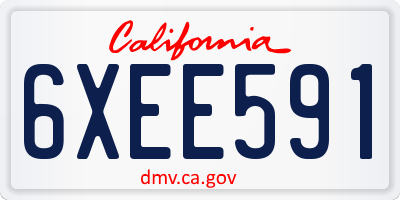 CA license plate 6XEE591