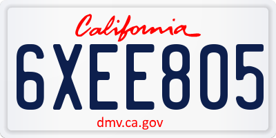 CA license plate 6XEE805