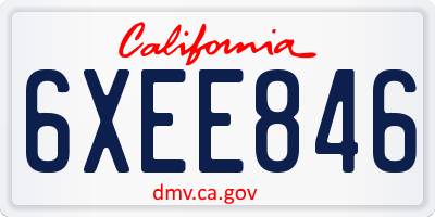 CA license plate 6XEE846