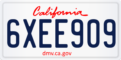 CA license plate 6XEE909