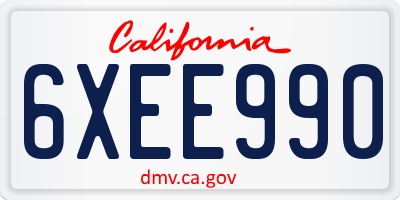 CA license plate 6XEE990