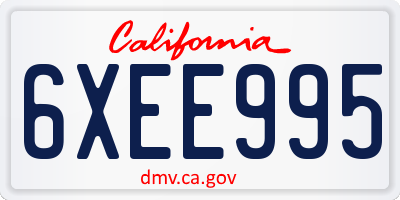 CA license plate 6XEE995