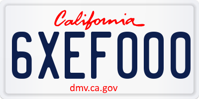CA license plate 6XEF000
