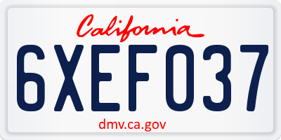CA license plate 6XEF037