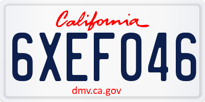 CA license plate 6XEF046