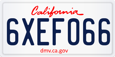 CA license plate 6XEF066