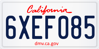 CA license plate 6XEF085
