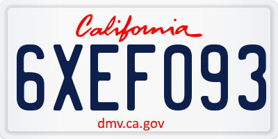 CA license plate 6XEF093