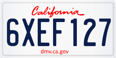 CA license plate 6XEF127
