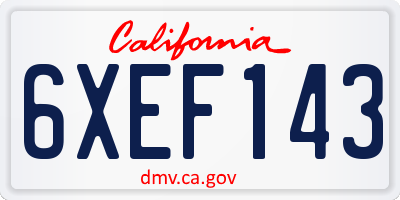 CA license plate 6XEF143