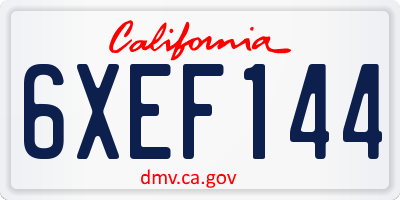 CA license plate 6XEF144