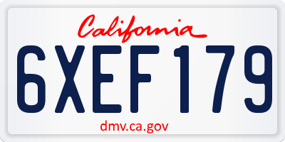 CA license plate 6XEF179