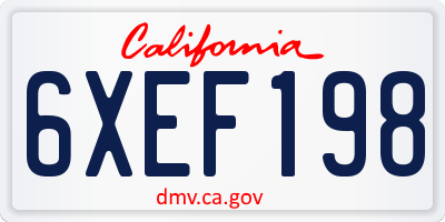 CA license plate 6XEF198