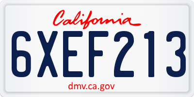 CA license plate 6XEF213