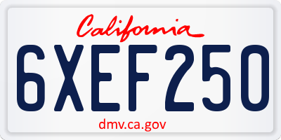 CA license plate 6XEF250