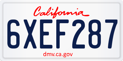 CA license plate 6XEF287