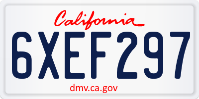 CA license plate 6XEF297