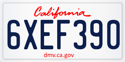 CA license plate 6XEF390