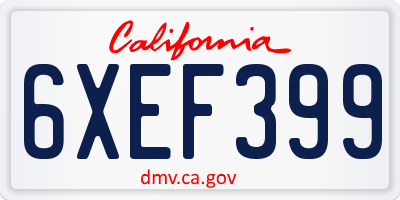 CA license plate 6XEF399