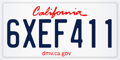 CA license plate 6XEF411