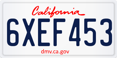 CA license plate 6XEF453