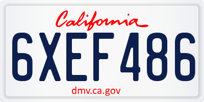 CA license plate 6XEF486