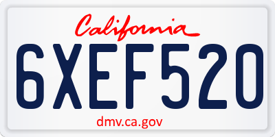 CA license plate 6XEF520