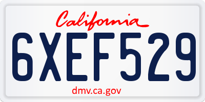 CA license plate 6XEF529