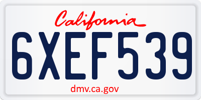 CA license plate 6XEF539