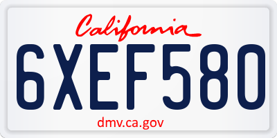 CA license plate 6XEF580