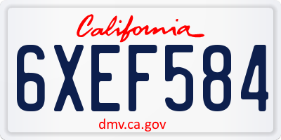 CA license plate 6XEF584
