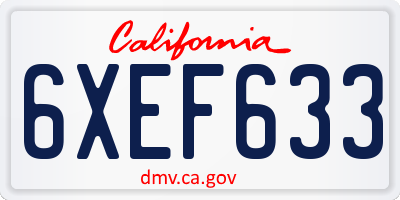 CA license plate 6XEF633