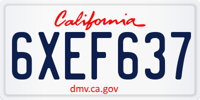 CA license plate 6XEF637