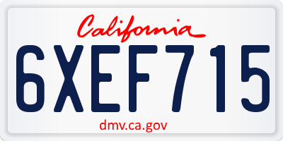 CA license plate 6XEF715