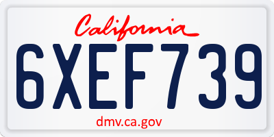 CA license plate 6XEF739