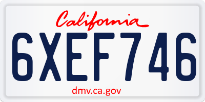 CA license plate 6XEF746