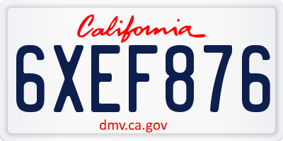CA license plate 6XEF876