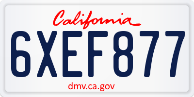 CA license plate 6XEF877