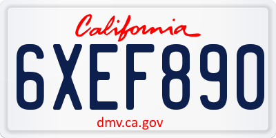CA license plate 6XEF890