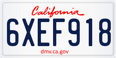 CA license plate 6XEF918